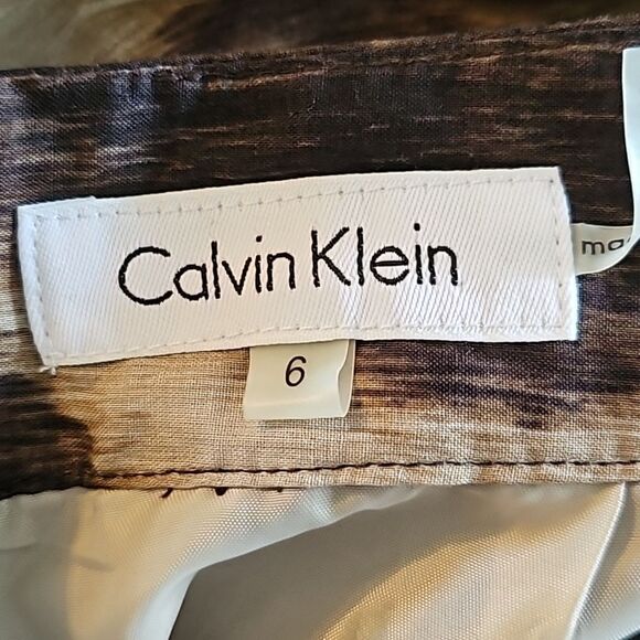 Calvin Klein Women’s Animal Print Pleated Full A Line Skirt Tan Brown Size 6 - Picture 6 of 8